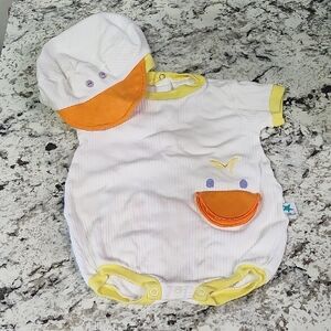 Little Me White and Yellow Baby Hat